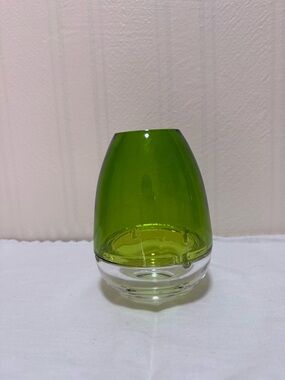 Custom Fairy Lamp Green And  Clear Glass Candle Holders Glossy Decorative